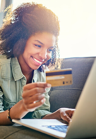 woman paying a bill online