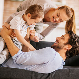 young family playing together